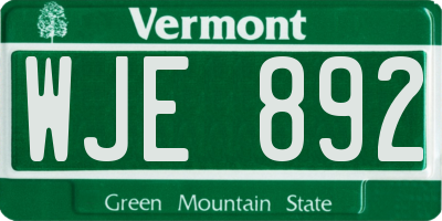VT license plate WJE892