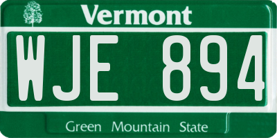VT license plate WJE894