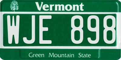 VT license plate WJE898
