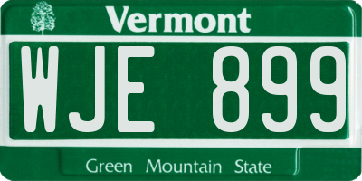 VT license plate WJE899