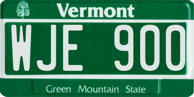 VT license plate WJE900