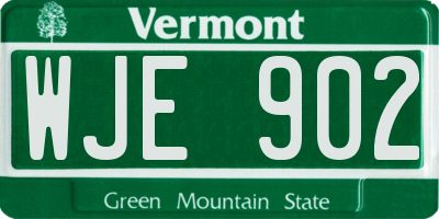 VT license plate WJE902