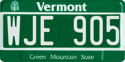 VT license plate WJE905