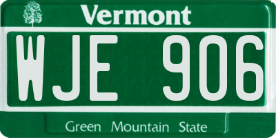 VT license plate WJE906