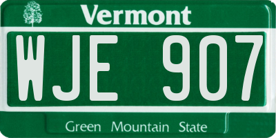 VT license plate WJE907