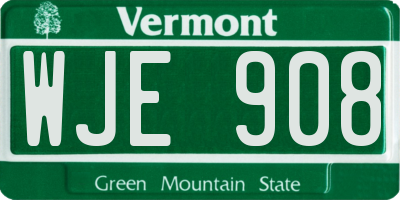 VT license plate WJE908
