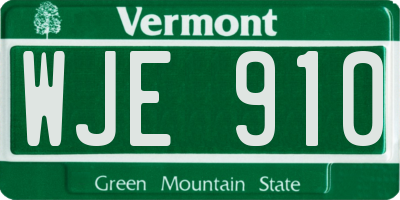 VT license plate WJE910