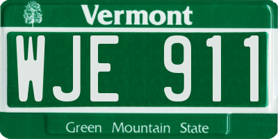 VT license plate WJE911