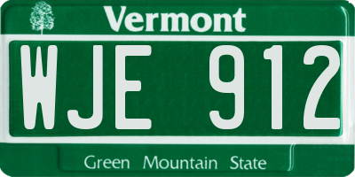 VT license plate WJE912
