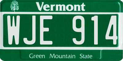 VT license plate WJE914