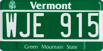 VT license plate WJE915