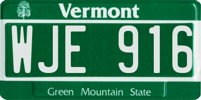VT license plate WJE916