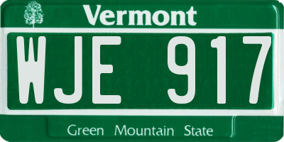 VT license plate WJE917