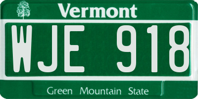 VT license plate WJE918