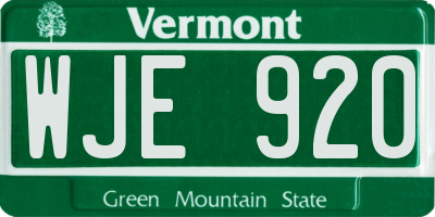 VT license plate WJE920