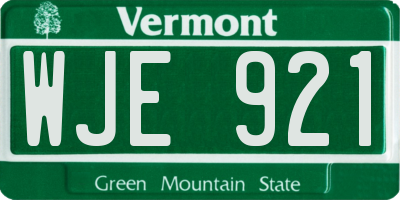 VT license plate WJE921