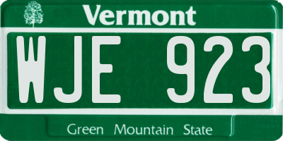 VT license plate WJE923