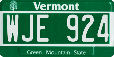 VT license plate WJE924