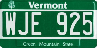 VT license plate WJE925