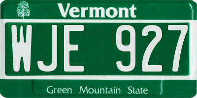 VT license plate WJE927