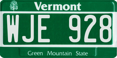 VT license plate WJE928