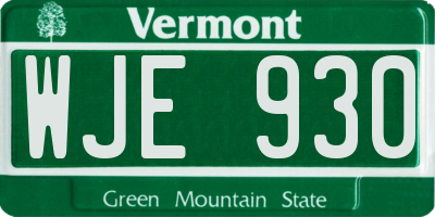 VT license plate WJE930