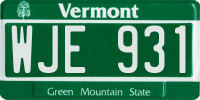 VT license plate WJE931