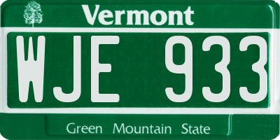 VT license plate WJE933