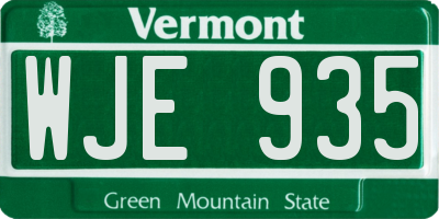 VT license plate WJE935