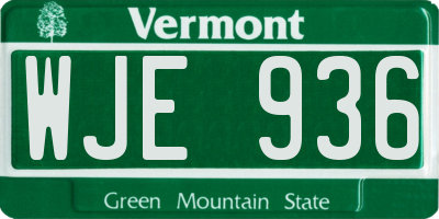 VT license plate WJE936