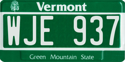 VT license plate WJE937