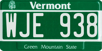 VT license plate WJE938