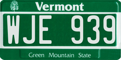 VT license plate WJE939