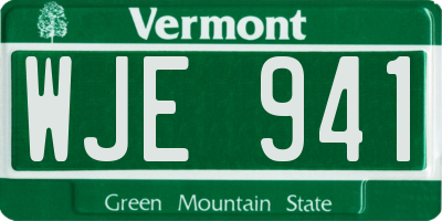 VT license plate WJE941