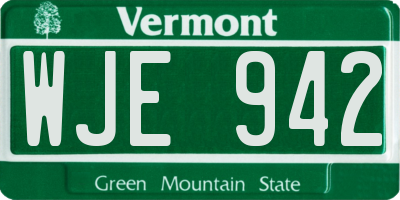 VT license plate WJE942