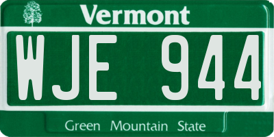 VT license plate WJE944