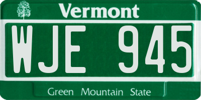 VT license plate WJE945