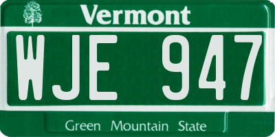 VT license plate WJE947