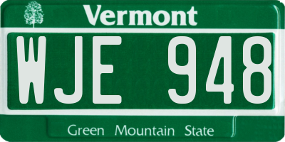 VT license plate WJE948