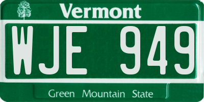 VT license plate WJE949