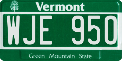 VT license plate WJE950