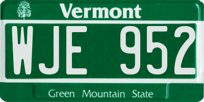 VT license plate WJE952