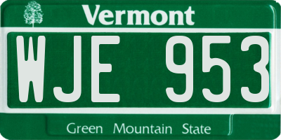 VT license plate WJE953