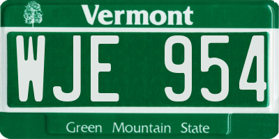VT license plate WJE954