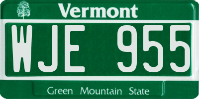 VT license plate WJE955