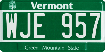 VT license plate WJE957