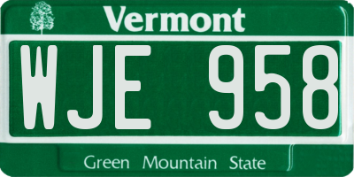 VT license plate WJE958