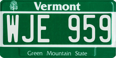 VT license plate WJE959