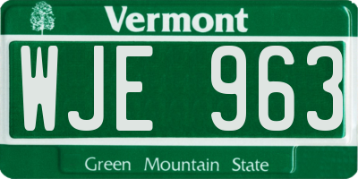 VT license plate WJE963