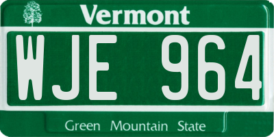 VT license plate WJE964